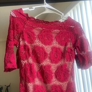 Red Lace Floral Dress